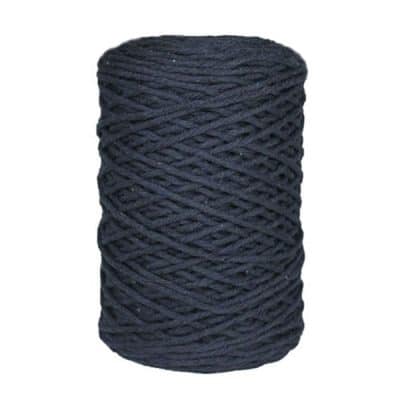 Coton bitord, barbante, fil de coton recyclé, 3 mm, bleu marine
