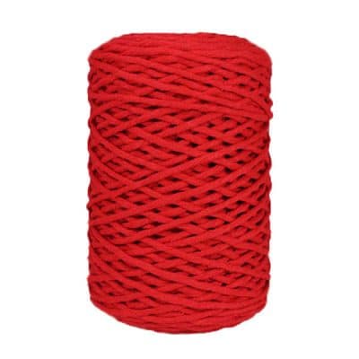 Coton bitord, barbante, fil de coton recyclé, 3 mm, rouge