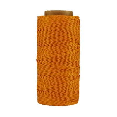 Fil de lin ciré - mandarine- Bobine 100% lin - Micro-macramé, bijoux, couture, reliure, maroquinerie