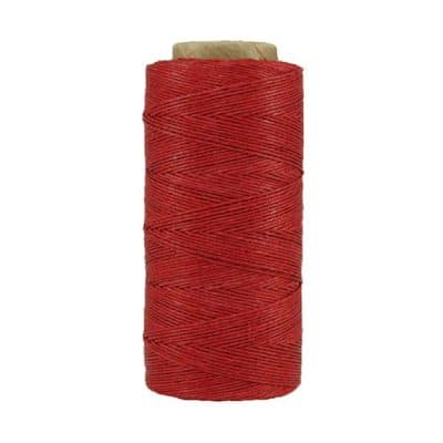 Fil de lin ciré - Rouge cerise - Bobine 100% lin - Micro-macramé, bijoux, couture, reliure, maroquinerie