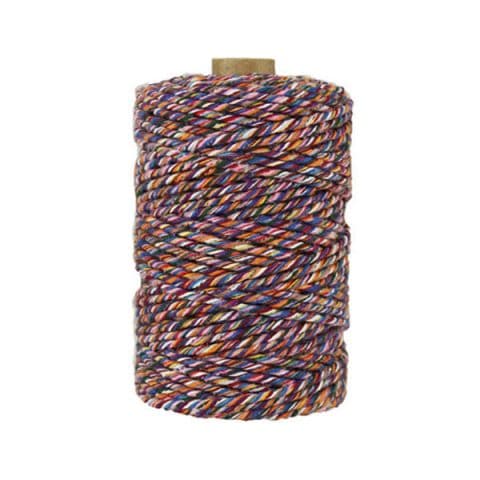 Ficelle Baker Twine - 2 mm - Bobine de ficelle Twine en coton recyclé - Multicolore