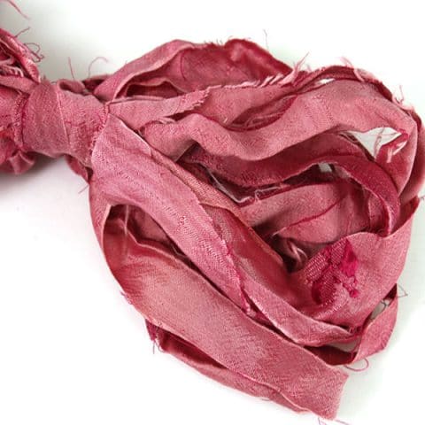 Ruban de soie de sari rose pour couture, bijoux, artisanat, art textile
