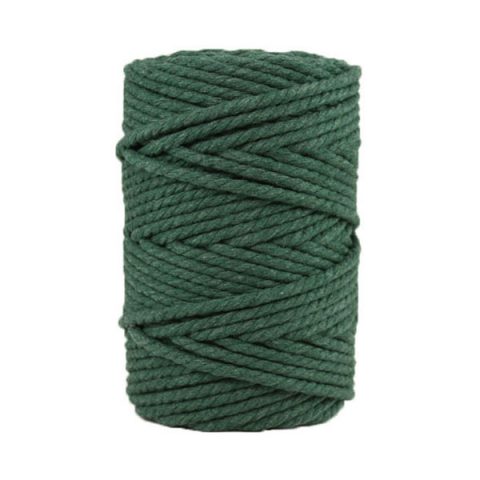 Corde macramé artisanale - Cordon - Ficelle - Fil de coton torsadé 4 mm - Vert sapin