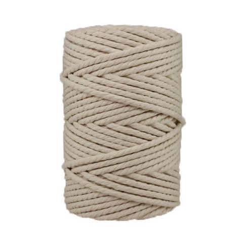 Corde macramé artisanale - Cordon - Ficelle - Fil de coton torsadé 4 mm - Blanc cassé