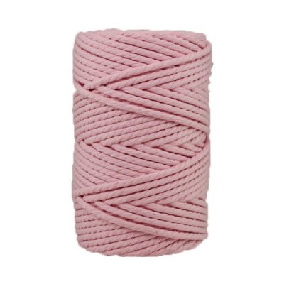 Corde macramé artisanale - Cordon - Ficelle - Fil de coton torsadé 4 mm - Rose Poudré