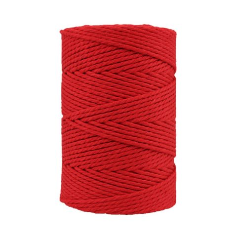 Corde macramé artisanale - Coton - Cordon - Ficelle - Fil 3 mm - Rouge coquelicot