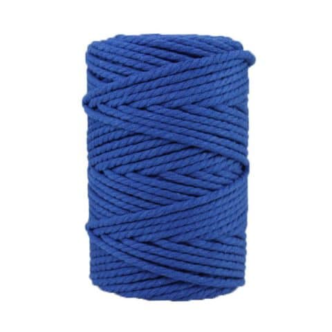 Corde macramé artisanale - Cordon - Ficelle - Fil de coton torsadé 4 mm - Bleu saphir