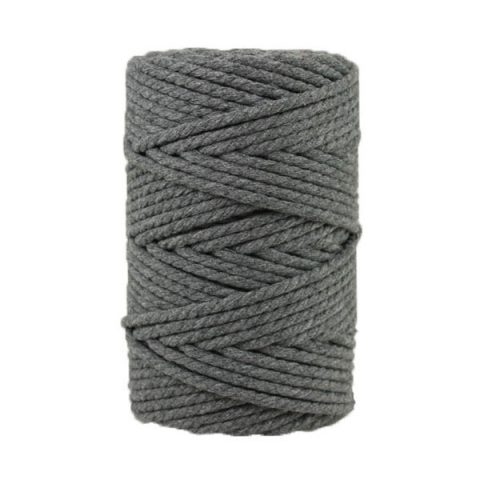 Corde macramé artisanale - Cordon - Ficelle - Fil de coton torsadé 4 mm - Gris