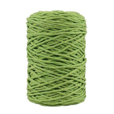Coton bitord, barbante, fil de coton recyclé, 3 mm, vert anis