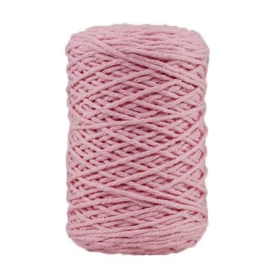 Coton bitord, barbante, fil de coton recyclé, 3 mm, rose dragée