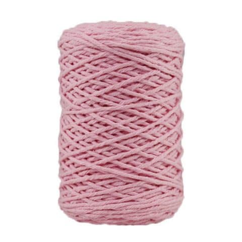 Coton bitord, barbante, fil de coton recyclé, 3 mm, rose dragée