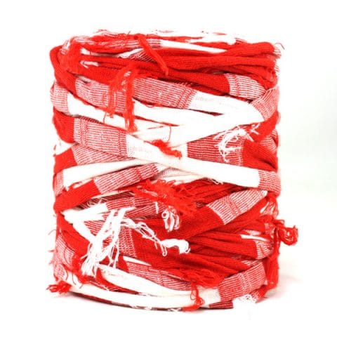 Trapilho rouge blanc - Bobine, pelote de t-shirt yarn, Hooked, zpagetti, trapillo. Fil de tissu recyclé en jersey pour crochet, tricot, tissage, macramé, bijoux