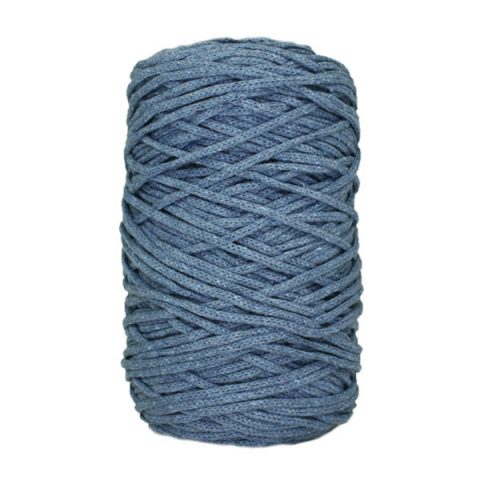 Cordon coton tressé - 3 mm - Bleu jean