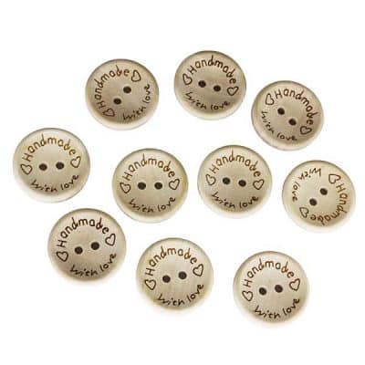 Lot de 10 boutons bois (Handmade) - 25mm