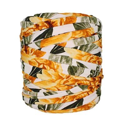 Trapilho - Bobine XL - Imprimé fleuri orange/vert/blanc cassé