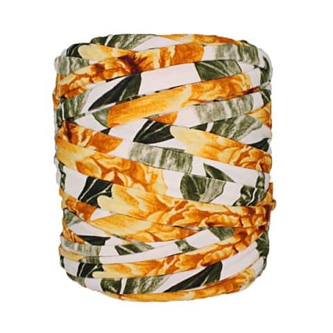 Trapilho - Bobine XL - Imprimé fleuri orange/vert/blanc cassé