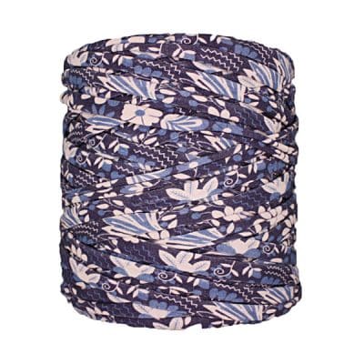 Trapilho-Bobine-Imprimé-fleuri-bleu-banc-cassé