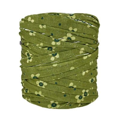 Trapilho-Bobine-Imprimé-fleuri-sur-vert-olive