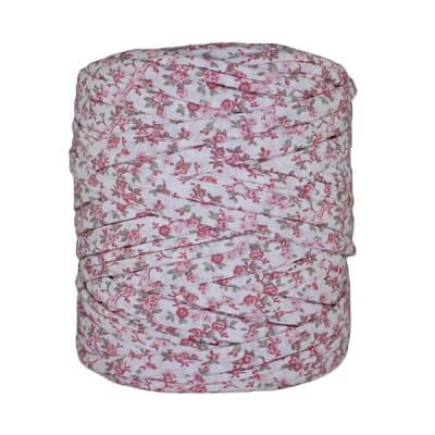 Trapilho - Bobine - imprimé - fleuri - rose - gris - blanc